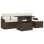 Havesofa Sæt med pude 6 pcs Brun Polyrattan
