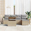 Havesofa Sæt med pude 6 pcs Beige Polyrattan