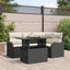 Havesofa Sæt med pude med pude 5 pcs Sort Poly Rattan