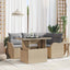 Havesofa Sæt med pude med pude 5 pcs Beige Poly Rattan