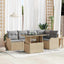 Havesofa Sæt med pude med pude 6 pcs Beige Poly Rattan