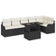 Havesofa Sæt med pude med pude 7 pcs Sort Poly Rattan