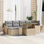 Havesofa Sæt med pude med opbevaring 7 pcs Beige Poly rattan