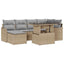 Havesofa Sæt med pude med opbevaring 7 pcs Beige Poly rattan