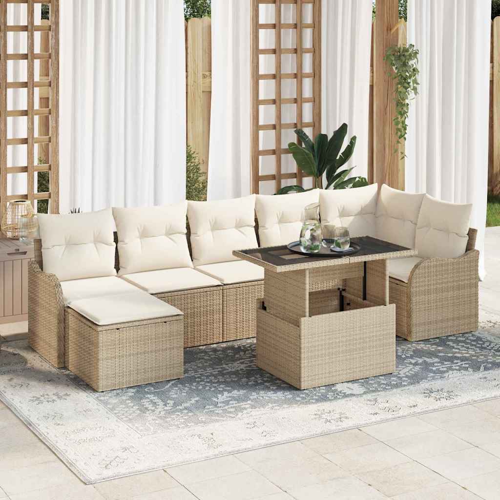 Havesofa Sæt 8 stk. Beige [Syntetisk]: Poly Rattan
