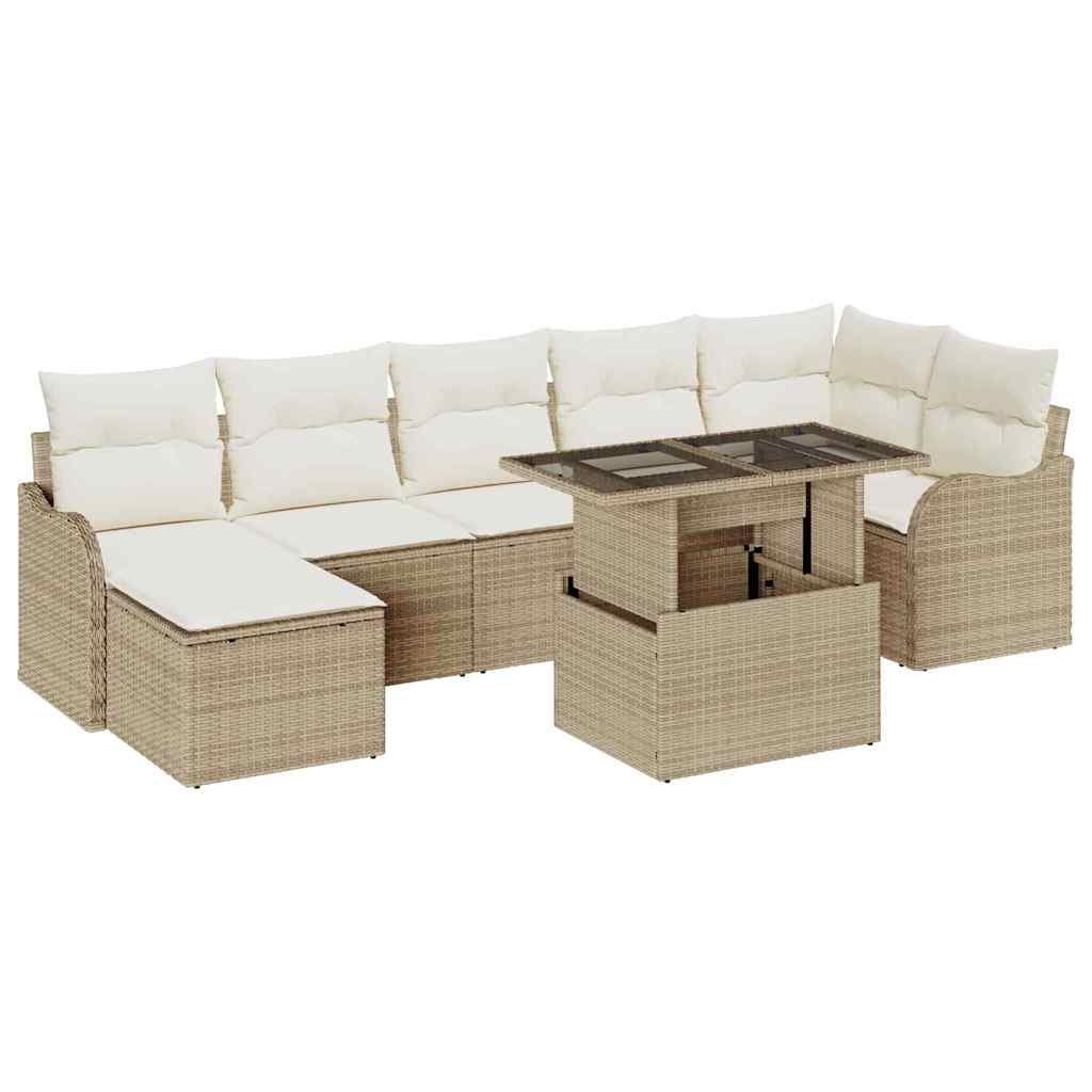Havesofa Sæt 8 stk. Beige [Syntetisk]: Poly Rattan