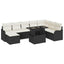 Havesofa Sæt med pude med opbevaring 9 pcs Sort Poly rattan