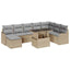 Havesofa Sæt 9 stk. Beige [Syntetisk]: Poly Rattan