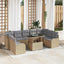 Havesofa Sæt med pude med pude 10 pcs Beige Poly Rattan