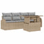 Havesofa Sæt med pude med pude 5 pcs Beige Poly Rattan