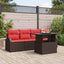 Havesofa Sæt med pude med pude 5 pcs Brun Poly Rattan