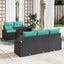 Havesofa Sæt med pude med opbevaring 6 pcs Sort Poly Rattan