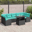 Havesofa Sæt med pude med opbevaring 8 pcs Sort Poly Rattan