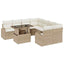 Havesofa Sæt med pude med opbevaring 9 pcs Beige Poly Rattan