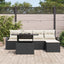 Havesofa Sæt med pude med opbevaring 6 pcs Sort Poly rattan