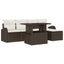 Havesofa Sæt med pude med opbevaring 6 pcs Brun Poly rattan