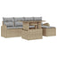 Havesofa Sæt med pude med opbevaring 6 pcs Beige Poly rattan