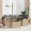 Havesofa Sæt med pude med opbevaring 5 pcs Beige Poly rattan