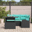Havesofa Sæt med pude med opbevaring 5 pcs Sort Poly rattan