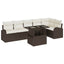 Havesofa Sæt med pude med opbevaring 7 pcs Brun Poly rattan