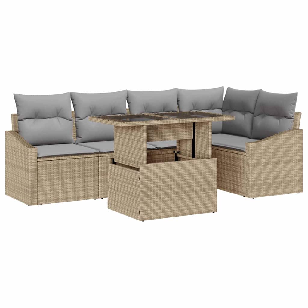 Havesofa Sæt med pude med opbevaring 6 pcs Beige og lys grå
