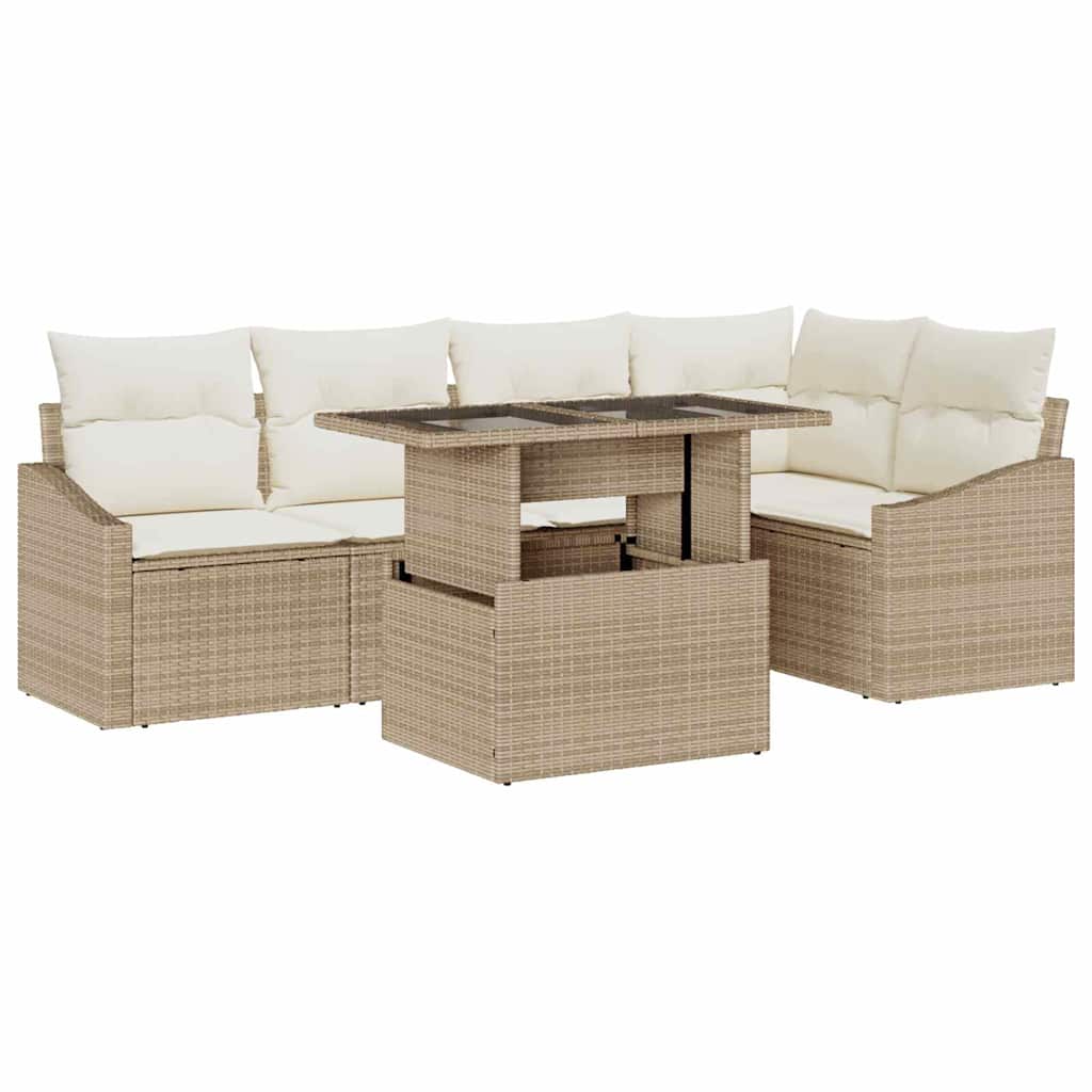 Havesofa Sæt med pude med opbevaring 6 pcs Beige og creme