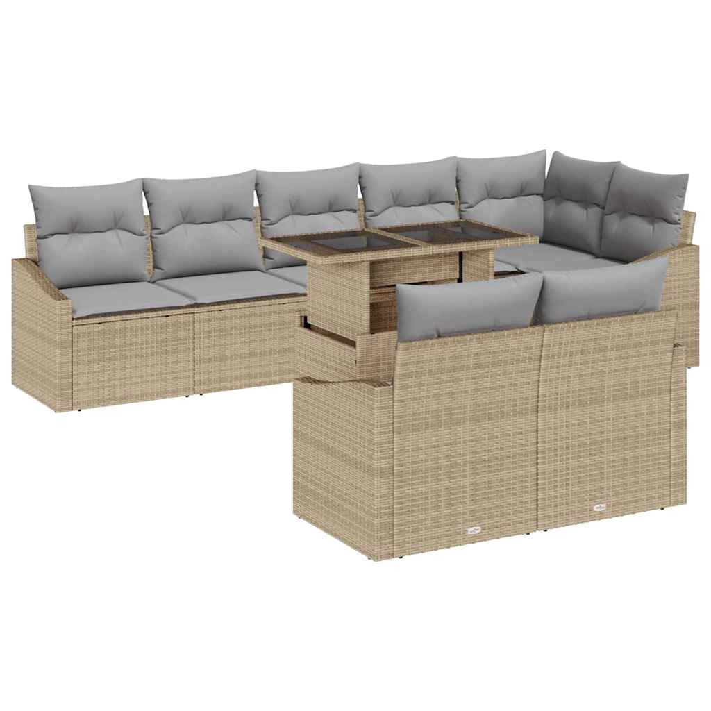 Havesofa Sæt med pude med opbevaring 9 pcs Beige og lys grå