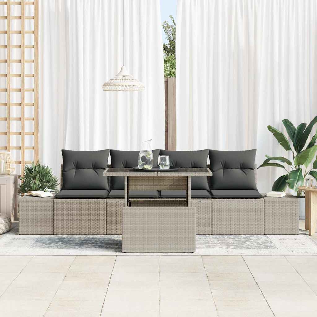 Havesofa Sæt med pude med opbevaring 5 pcs Lysegrå og mørkegrå
