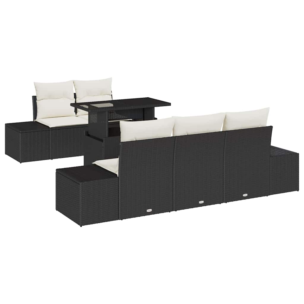 Havesofa Sæt med pude med opbevaring 6 pcs Sort og Cream