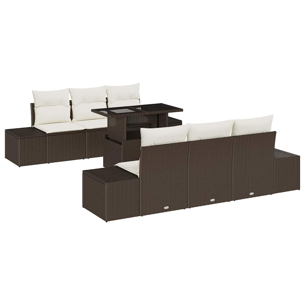 Havesofa Sæt med pude 7 pcs Brun og Creme