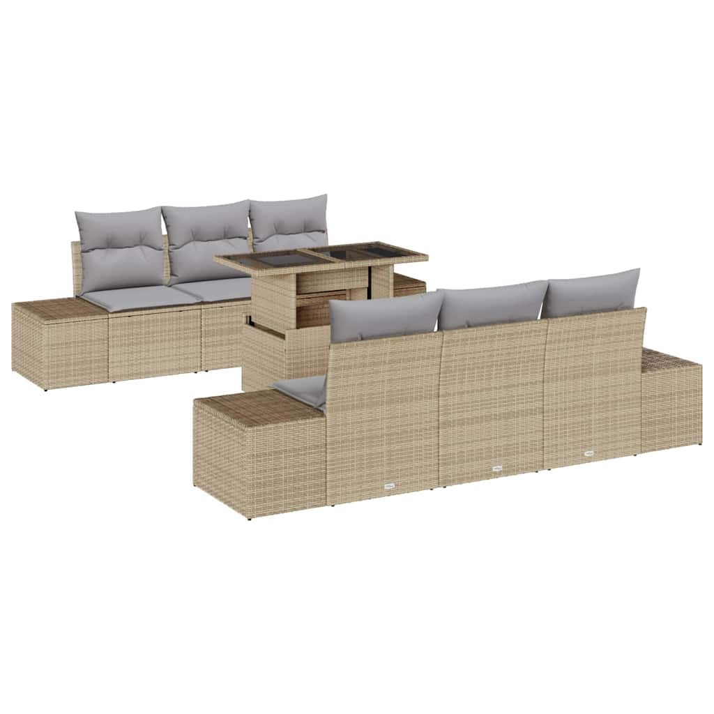 Havesofa Sæt 7 stk. Beige og lys grå