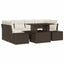 Havesofa Sæt med pude 7 pcs Brun og Creme