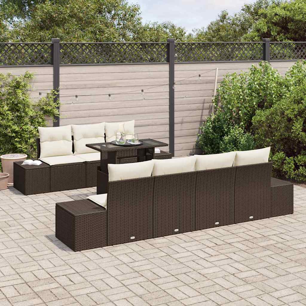 Havesofa Sæt med pude 8 pcs Brun og Creme