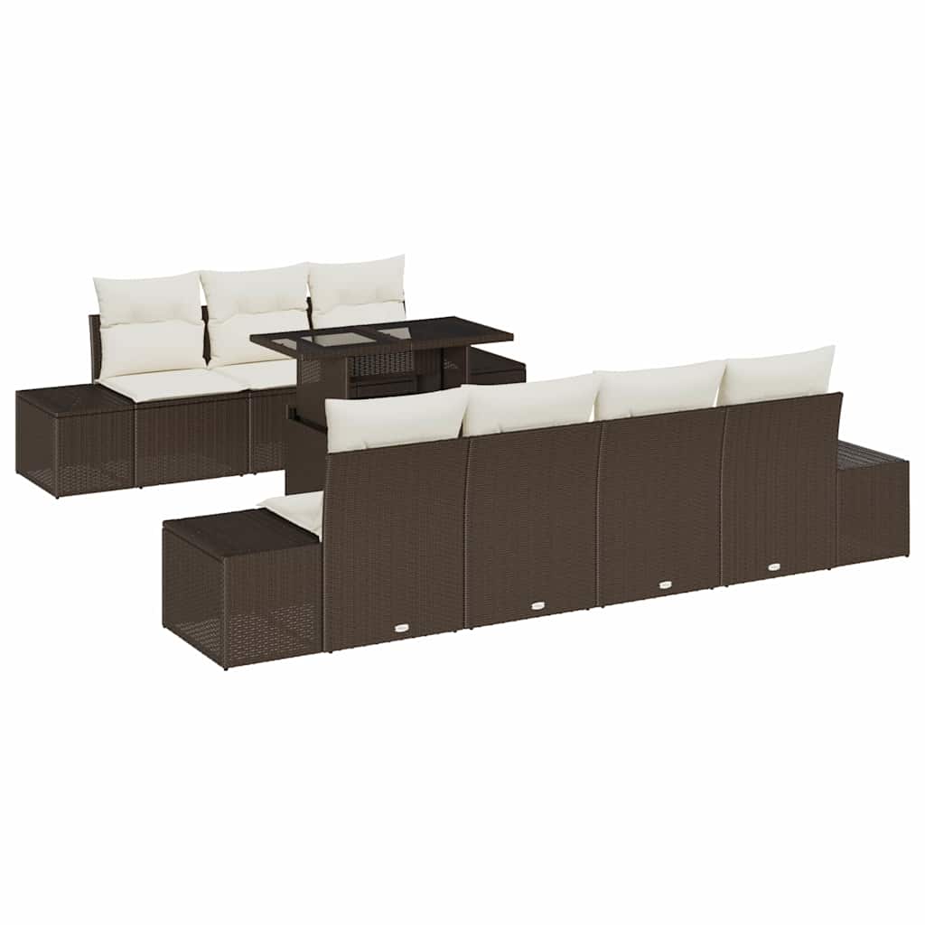 Havesofa Sæt med pude 8 pcs Brun og Creme