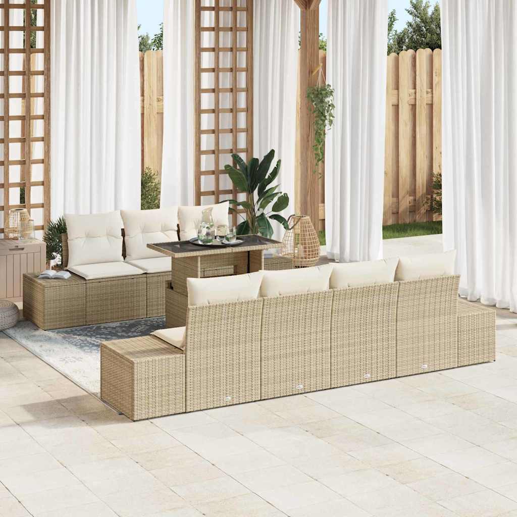 Havesofa Sæt med pude 8 pcs Beige og creme