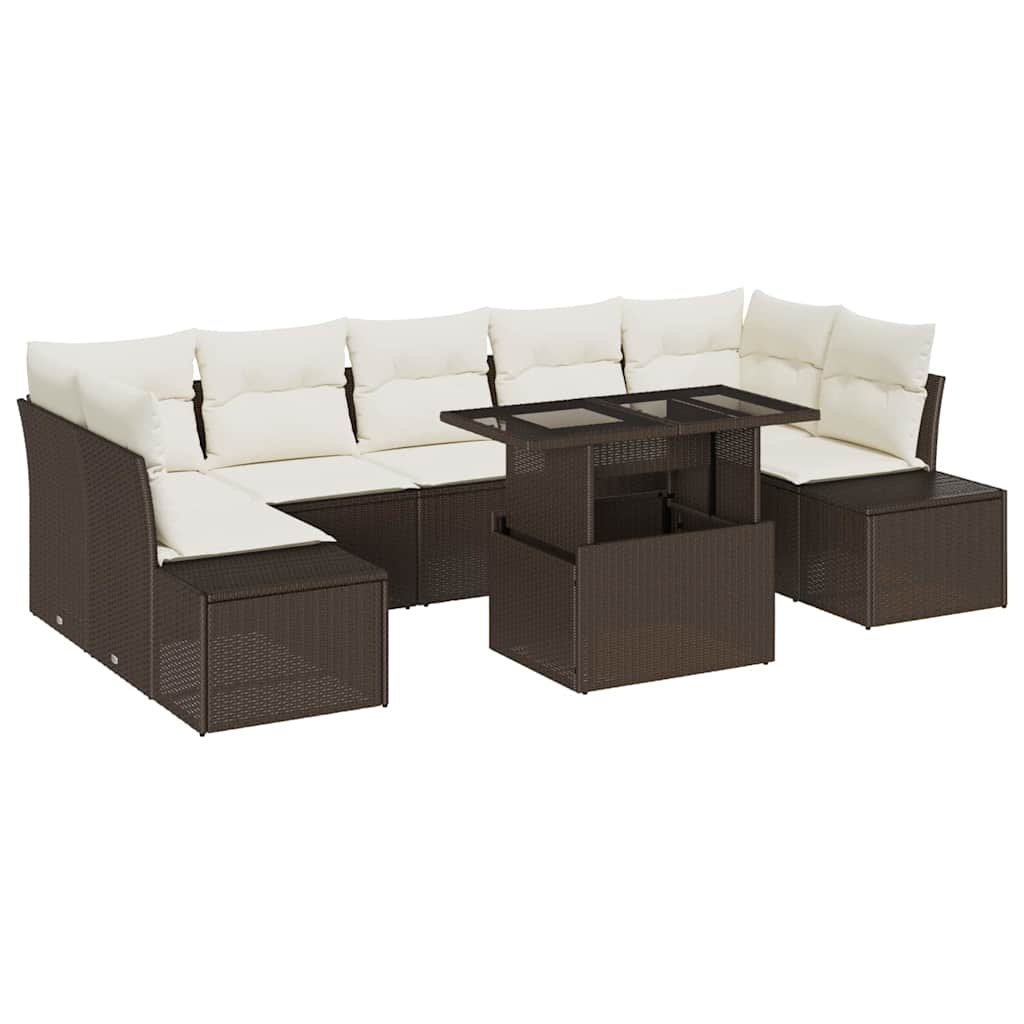 Havesofa Sæt med pude 8 pcs Brun og Creme