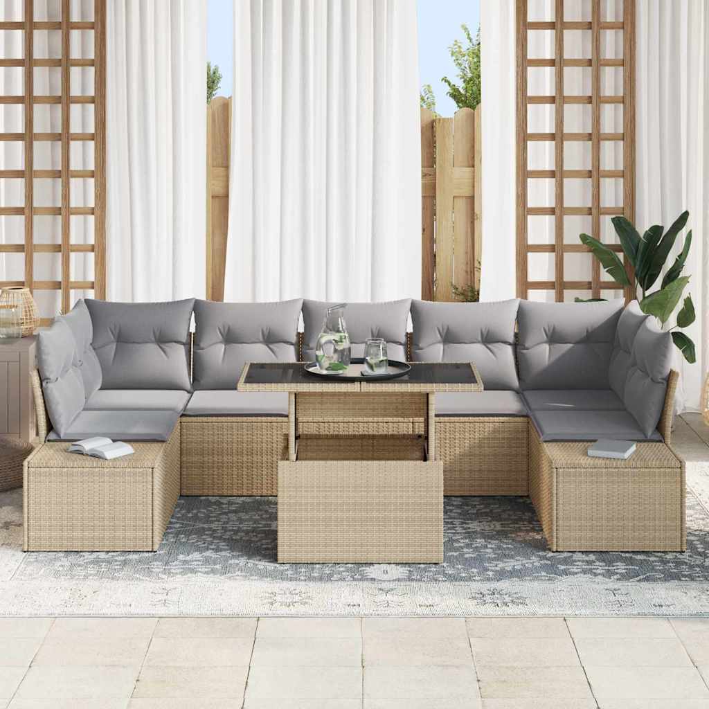 Havesofa Sæt med pude 8 pcs Beige og lys grå