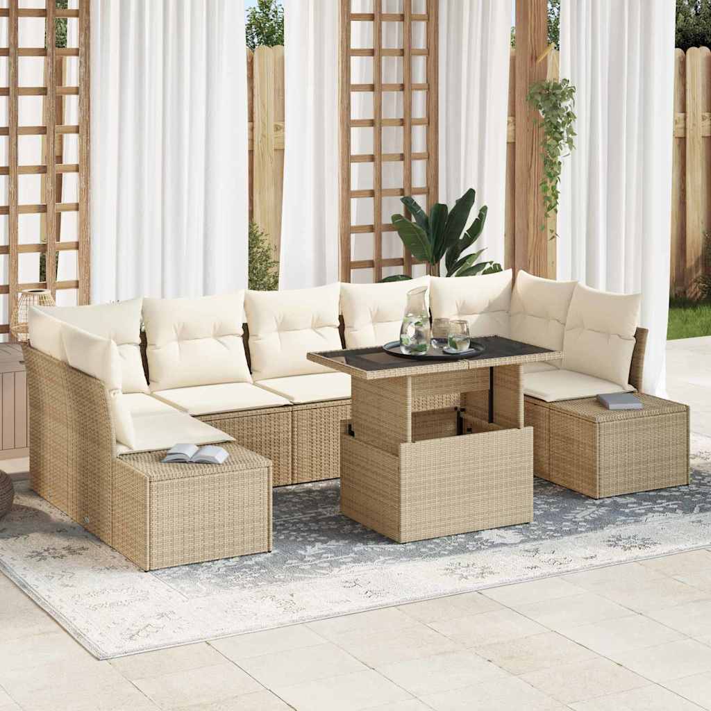 Havesofa Sæt med pude 8 pcs Beige og creme