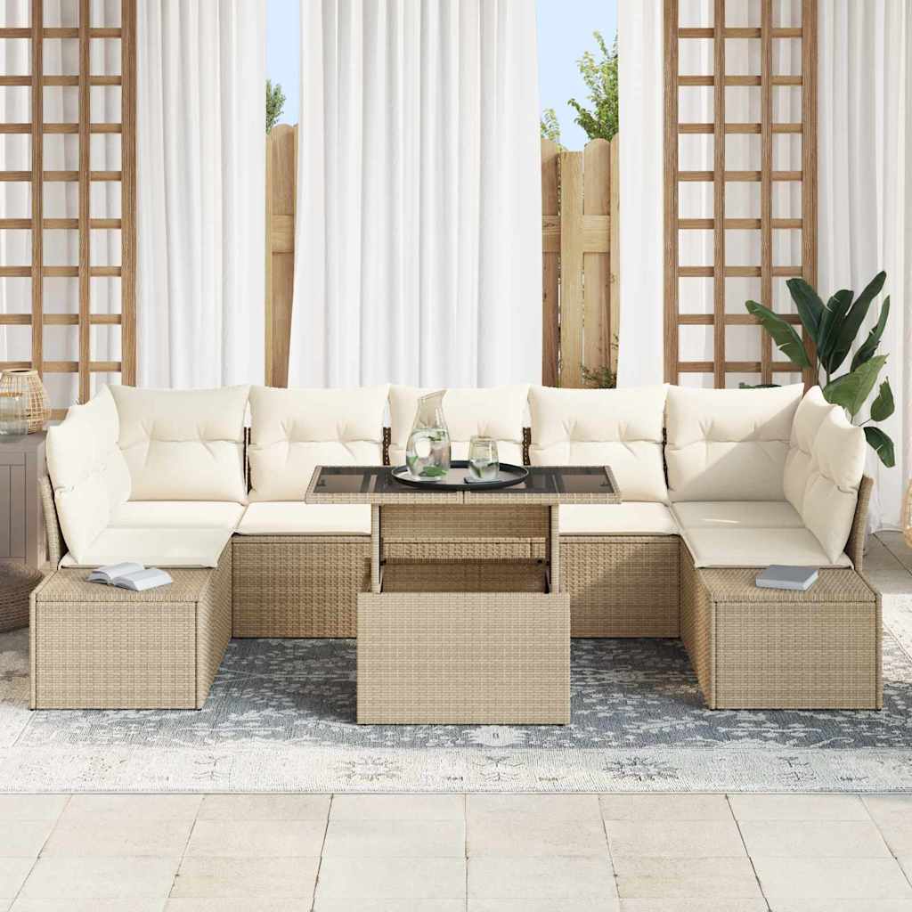 Havesofa Sæt med pude 8 pcs Beige og creme