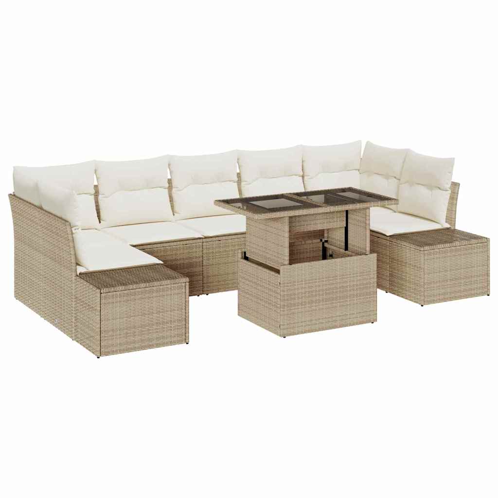 Havesofa Sæt med pude 8 pcs Beige og creme