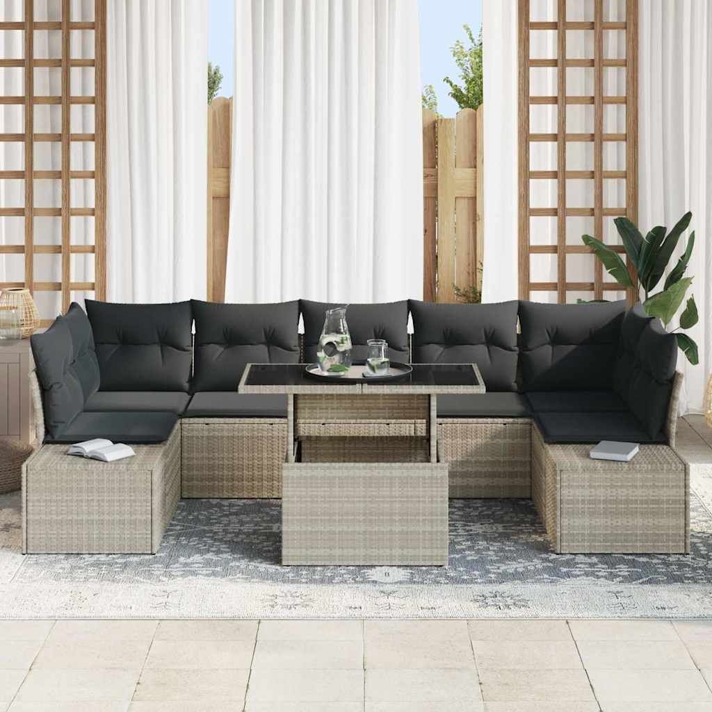 Havesofa Sæt med pude 8 pcs Lysegrå og mørkegrå