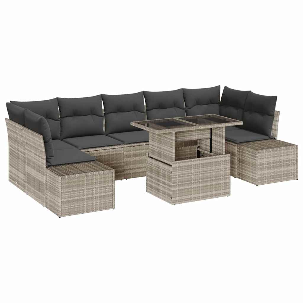 Havesofa Sæt med pude 8 pcs Lysegrå og mørkegrå