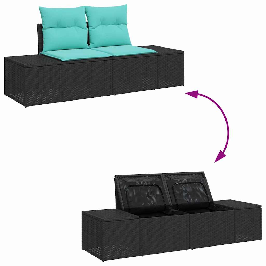 Havesofa Sæt 6 stk. Sort polyrattan