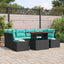 Havesofa Sæt 7 stk. Sort Poly rattan