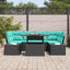 Havesofa Sæt 7 stk. Sort Poly rattan