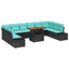 Havesofa Sæt 11 stk. Sort Poly rattan