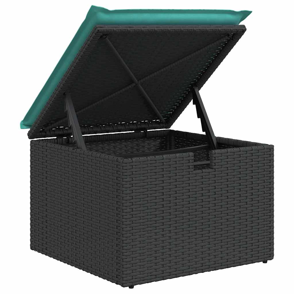 Havesofa Sæt med pude 4 pcs Sort og turkis polyrattan