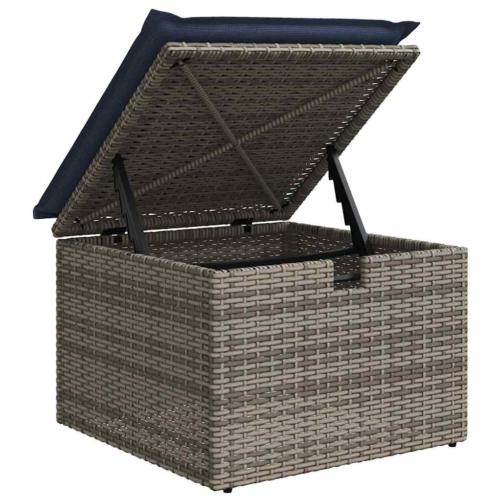 Havesofa Sæt med pude 6 pcs Grå og Marineblå polyrattan