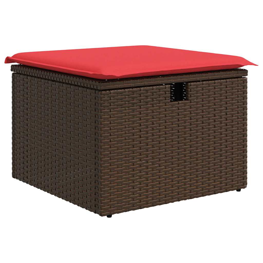 Havesofa Sæt med pude 7 pcs Brun og Rød polyrattan