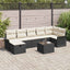 Havesofa Sæt med pude 8 pcs Sort og Cream polyrattan
